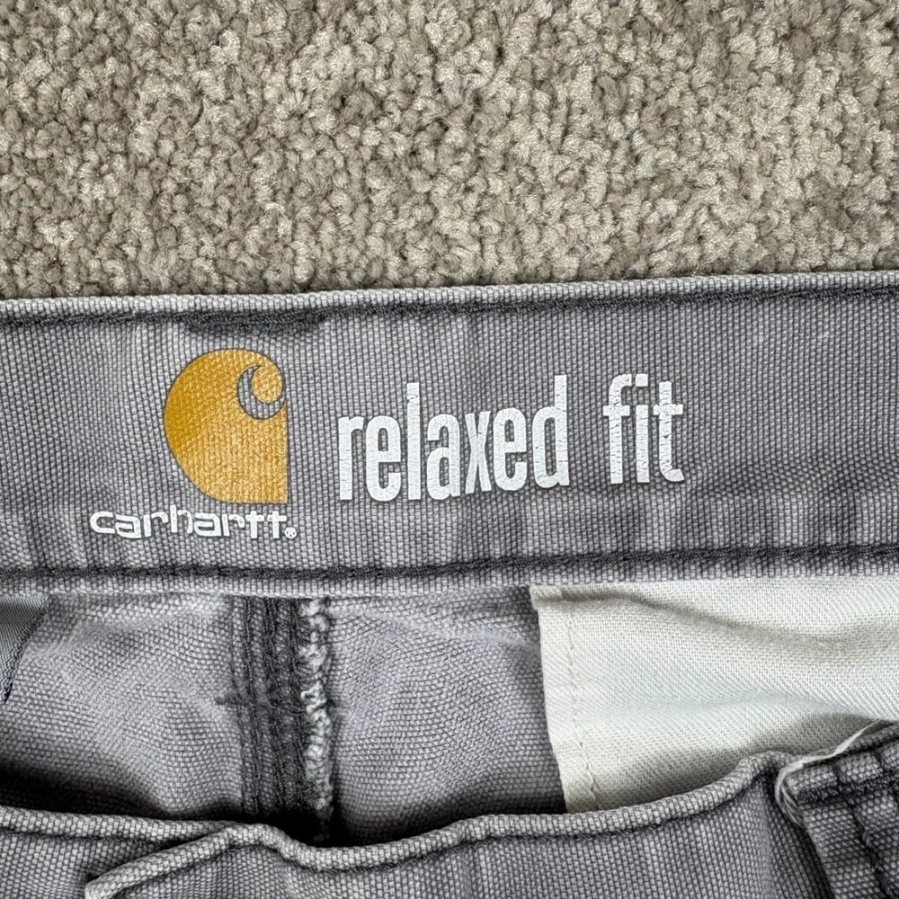 Carhartt Mens Gray Relaxed Fit Canvas Cargo Shorts Size 36 Workwear 10 Inseam